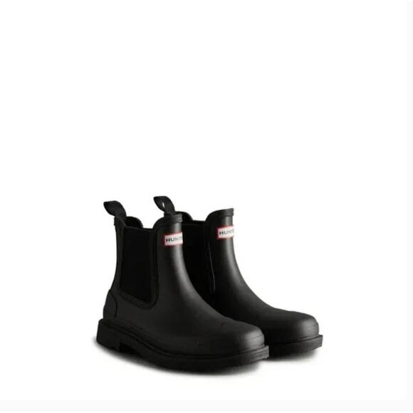 Hunter Commando Chelsea Boots 10 Black NWOT Ankle Booties Rain Wellies - Picture 1 of 8